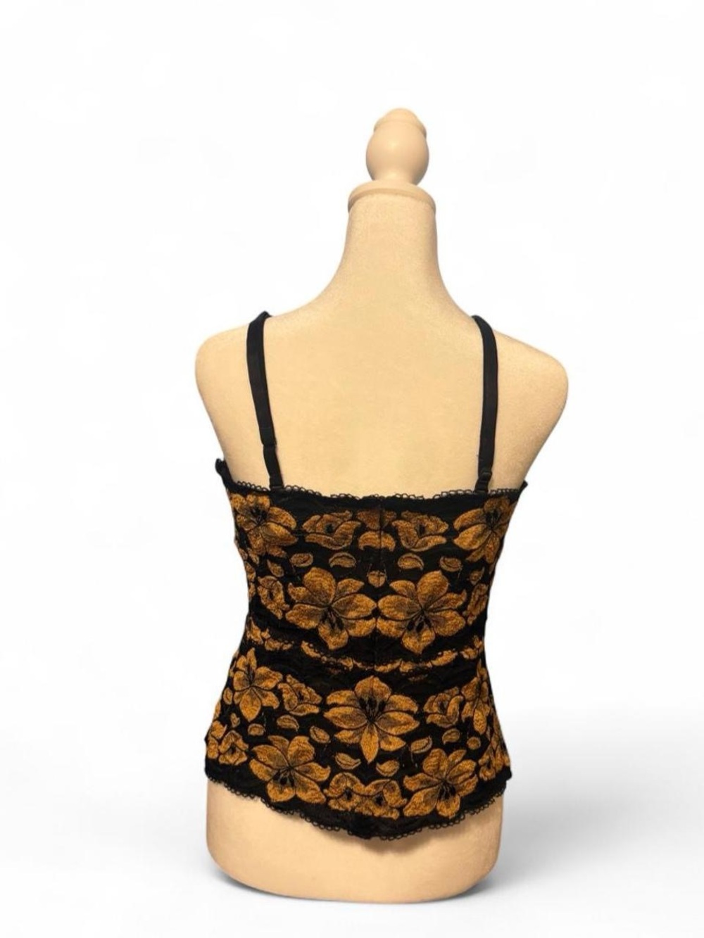 Cosabella Black Cami with Gold Floral Lace - Picture 3 of 6